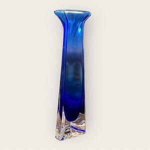 Cobalt Blue Square Cased Sommerso crystal Art Glass